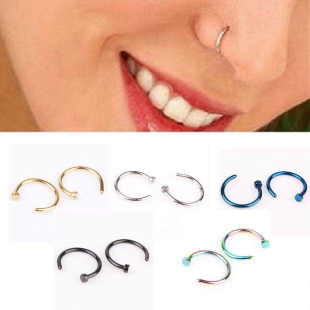ห่วงจมูก ต่างหู ไม่ต้องเจาะหู ตุ้มหู จิว ห่วงปวก Fake Septum Medical Titanium Nose Ring Silver Gold Body Clip Hoop For Women Septum Piercing Clip Jewelry Gift 1pc - 1 ชิ้น
