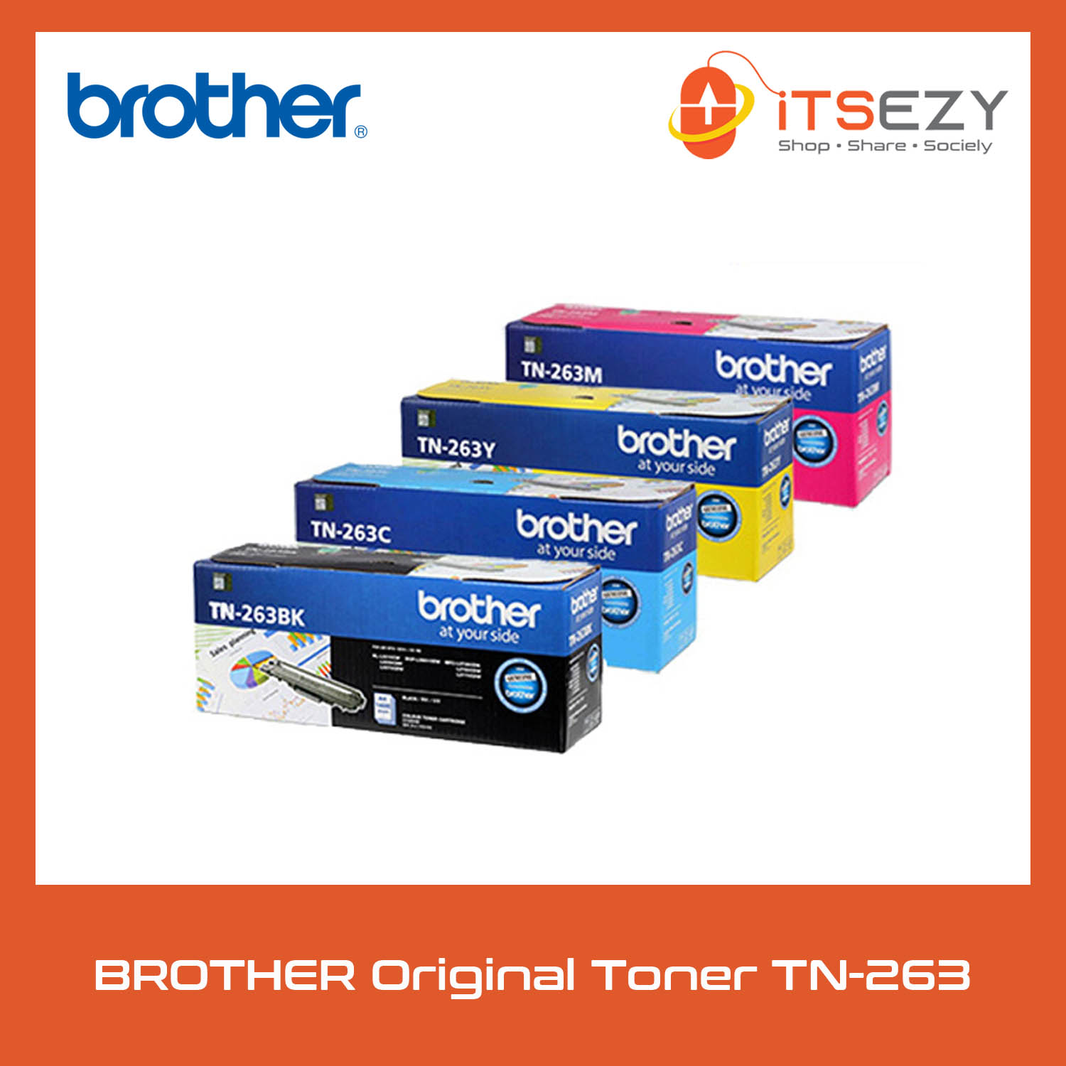 ตลับหมึกโทนเนอร์ Brother ของแท้รุ่น Tn 263bkcmy สำหรับเครื่องพิมพ์รุ่น Hl L3230cdndcp 5803