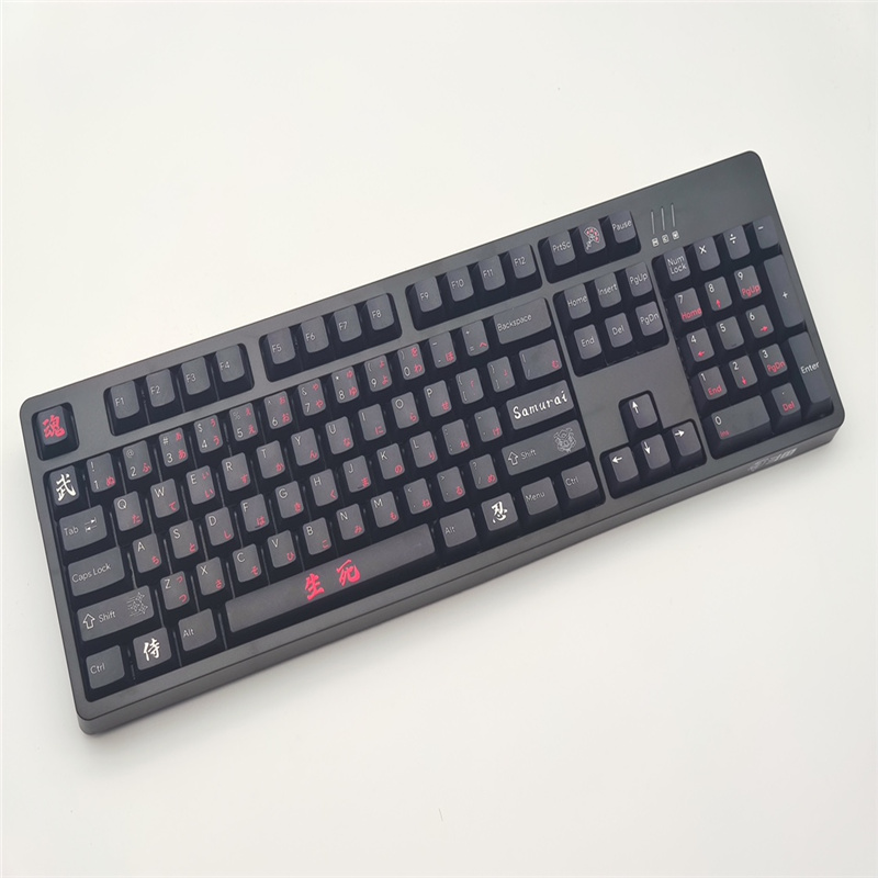 117ปุ่มสีดำ Samurai OEM PBT Dye Subbed Key สำหรับสวิตช์ MX แป้นพิมพ์กล