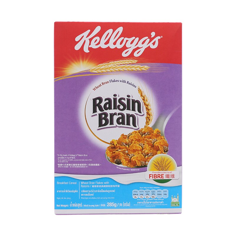 Kelloggs Cereal Raisin Bran 285g.