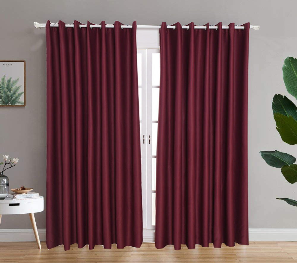 1 Panel Blackout Curtains Thermal Insulated with Grommet Curtains for Bedroom สี เบอร์กันดี สี เบอร์กันดีความกว้าง 100ความยาว 250