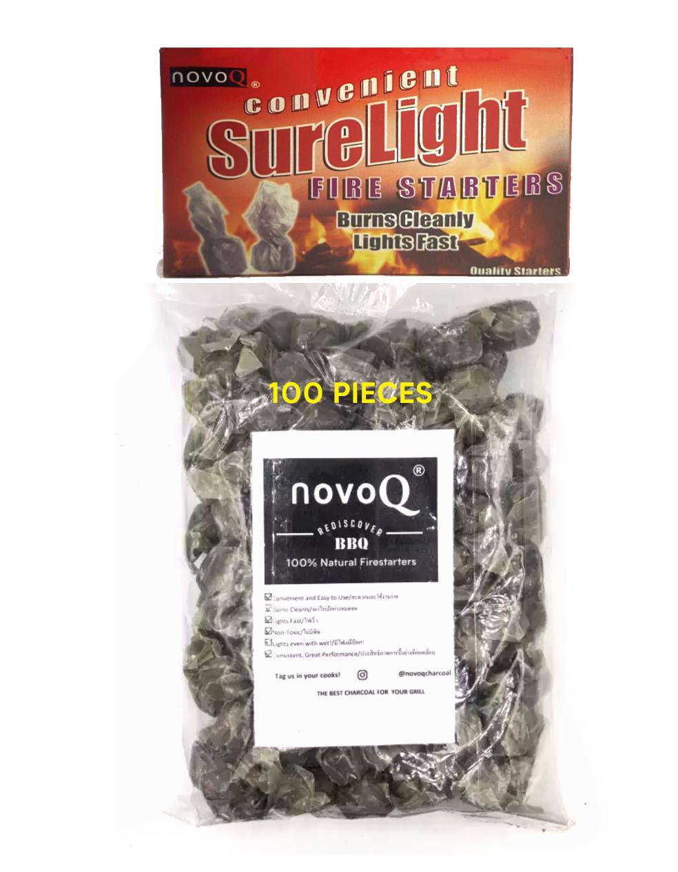 100 piece Charcoal Fire Starters (100pc) for lighting BBQ Charcoal (Long-lasting, 100% Natural) NovoQ Brand เม็ดขี้ไต้ 100 เม็ด สำหรับให้แสงสว่างถ่านบาร์บีคิว (ติดทนนาน, เป็นธรรมชาติ 100%)