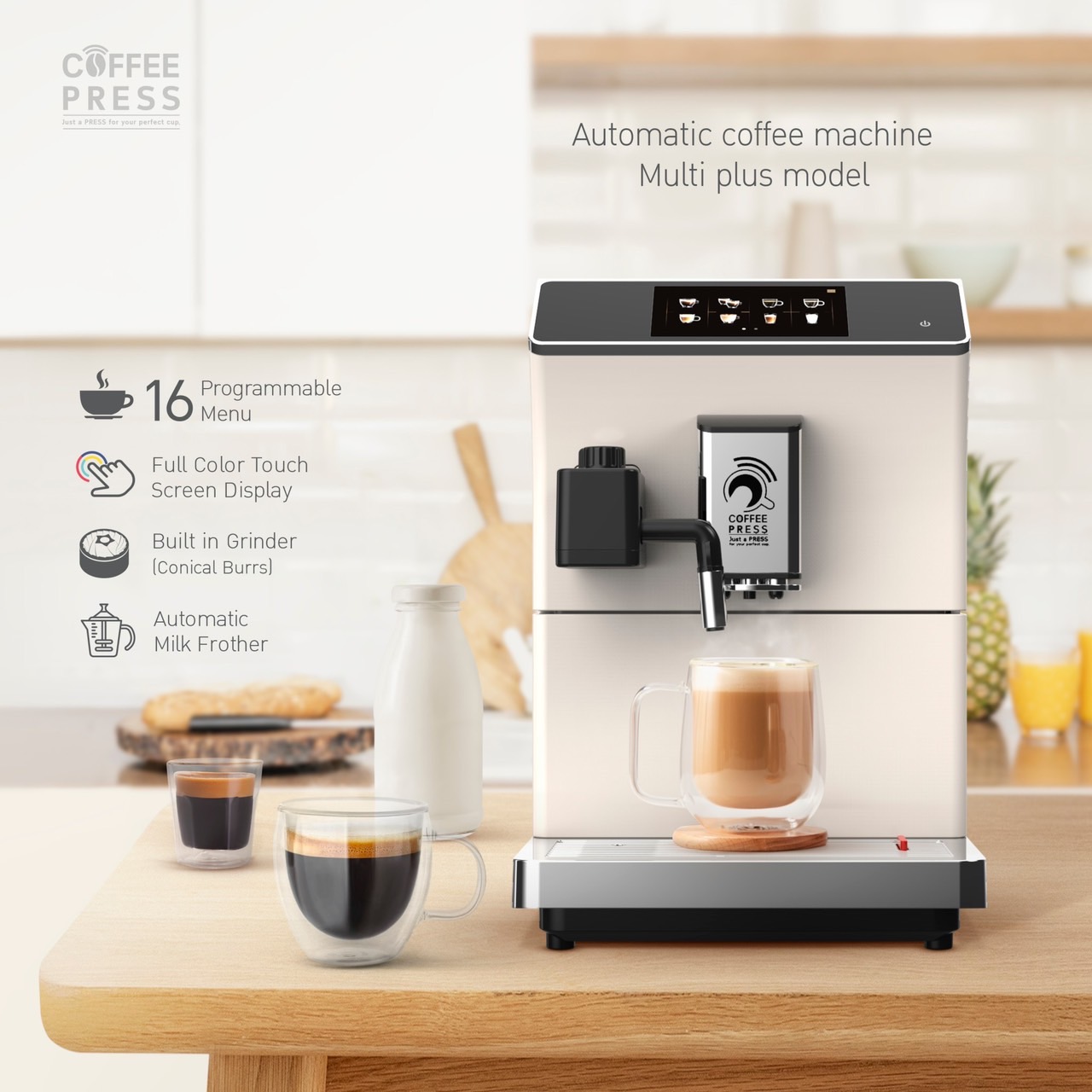 Coffee Press เครื่องชงกาแฟอัตโนมัติ (Multi Plus GEN5) สีขาว Fully