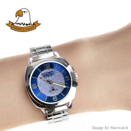 AMERICA EAGLE นาฬิกาข้อมือผู้หญิง สายสแตนเลส รุ่น AE003L - Silver / Blue AMERICA EAGLE นาฬิกาข้อมือผู้หญิง สายสแตนเลส รุ่น AE003L - Silver / Blue