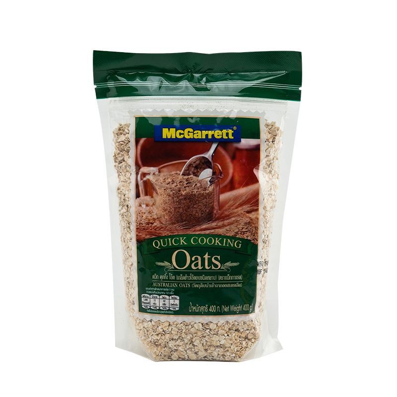 แม็กกาแรต เกล็ดข้าวโอ๊ตอบ ชนิดหยาบ 100% ขนาด 400 กรัม  McGarrett Quick cooking oats 100%