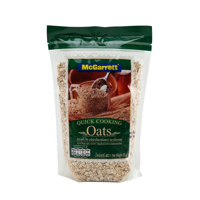 แม็กกาแรต เกล็ดข้าวโอ๊ตอบ ชนิดหยาบ 100% ขนาด 400 กรัม  McGarrett Quick cooking oats 100%