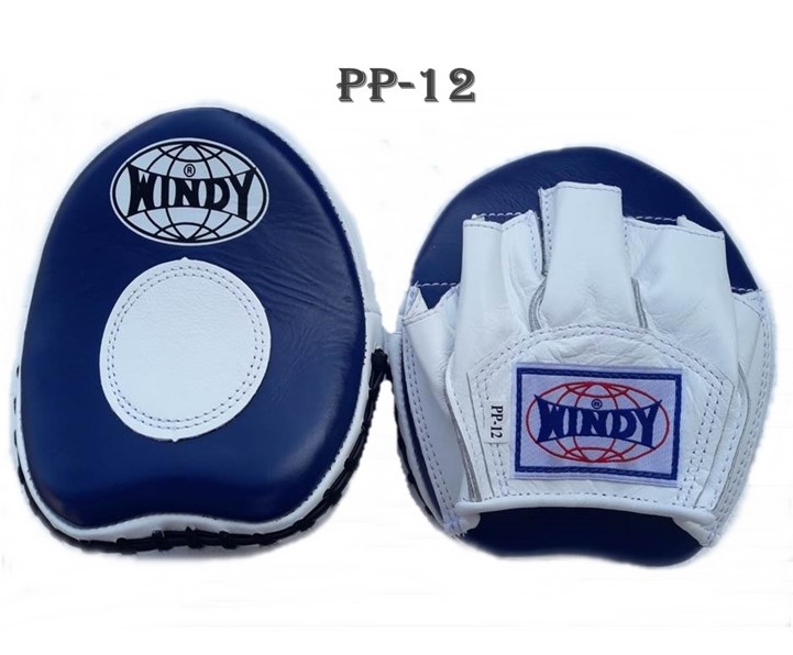 Windy focus mitts Punching PP-12 Navy small Genuine leather for Training Muay Thai MMA K1 เป้ามือวินดี้ เล็ก แบบโค้ง สีน้ำเงิน หนังแท้ สำหรับเทรนเนอร์ ในการฝึกซ้อมนักมวย