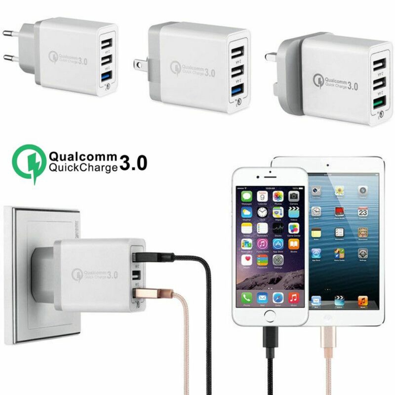 Hot 30W EU US UK Plug QC 3.0 USB Wall Charger 3 Port Fast Quick Charge