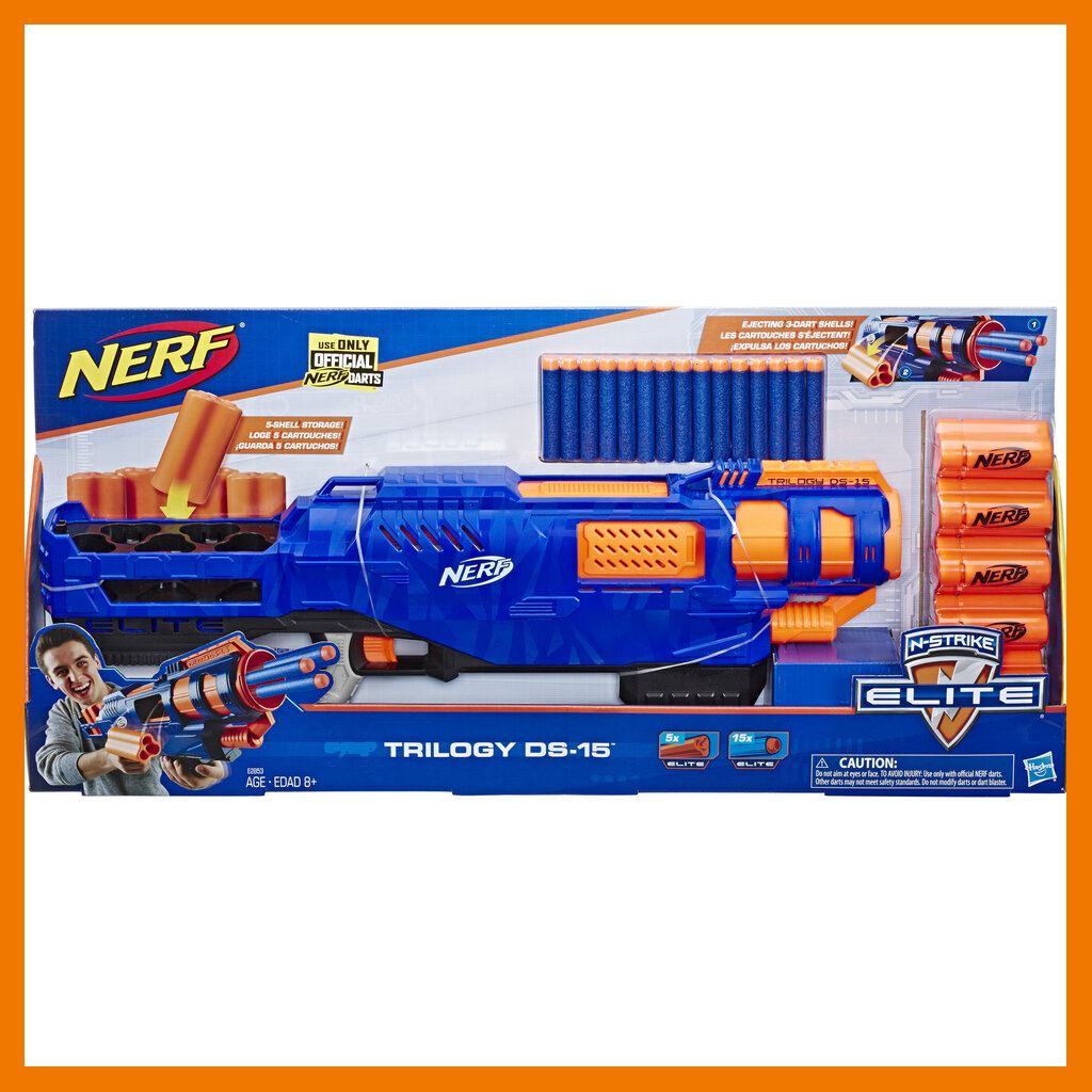สินค้าขายดี!!! ของเล่น ปืนเนิร์ฟ เนิร์ฟ Nerf N-Strike Elite Trilogy DS-15 Toy Blaster with 15 Official Nerf Elite Darts เนิฟ ของแท้ ของเล่น โมเดล โมเดลรถ ของเล่น ของขวัญ ของสะสม รถ หุ่นยนต์ ตุ๊กตา โมเดลนักฟุตบอล ฟิกเกอร์ Model