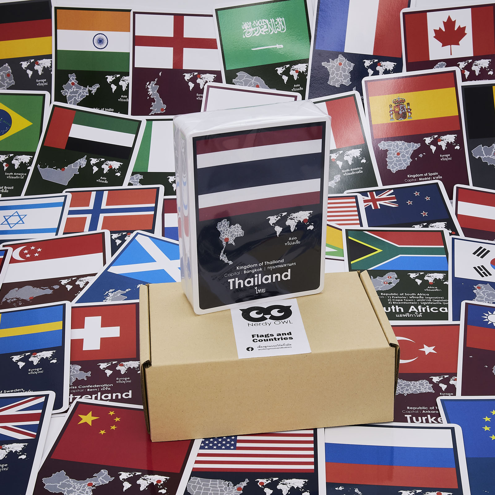 แฟลชการ์ด ธงชาติ และประเทศ Flash Cards Flags and Countries บัตรคำ การ์ดคำศัพท์ เนิร์ดดี้อาว (Nerdy Owl) จำนวนมากที่สุดถึง 108 ใบ ของเล่นเสริมพัฒนาการ