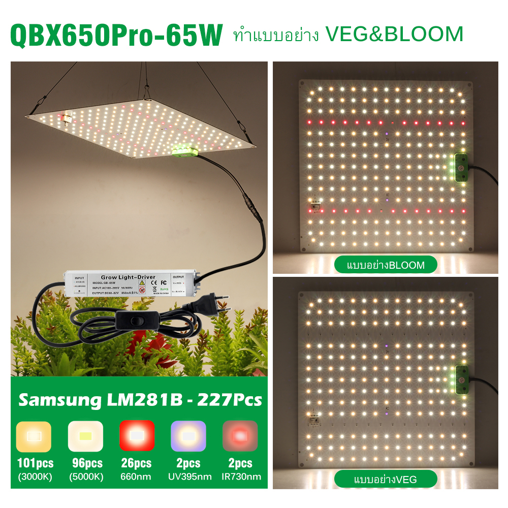 Samsung Quantum ไฟปลูกต้นไม้ LED Grow Light LM281B Full Spectrum 650W ...