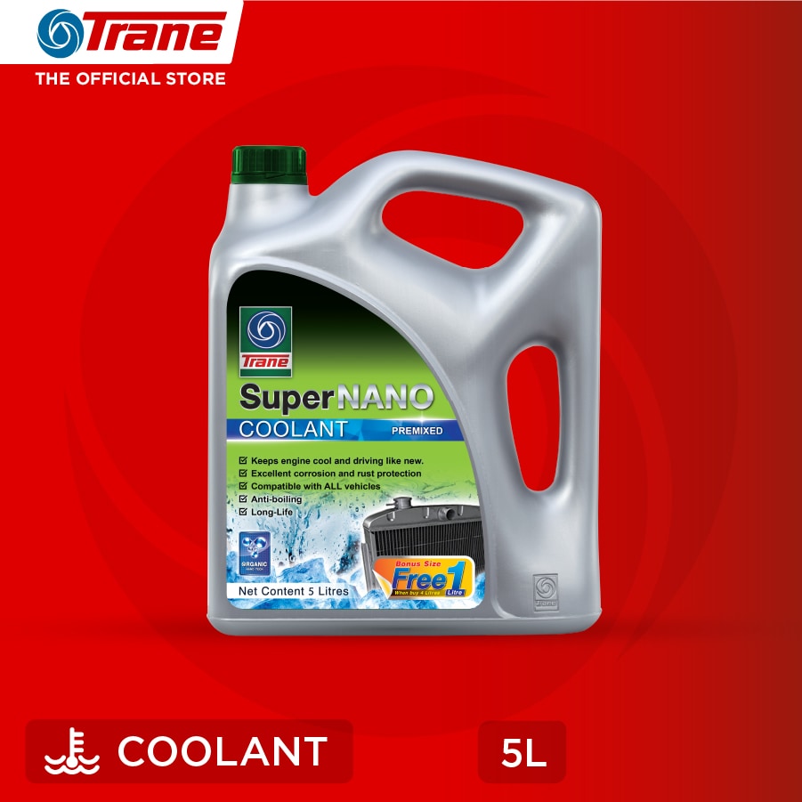 [Value Pack 5 ลิตร สุดคุ้ม]น้ำยารักษาหม้อน้ำสีเขียว Trane Super Nano Coolant แบบพร้อมใช้(ไม่ต้องผสมน้ำ)