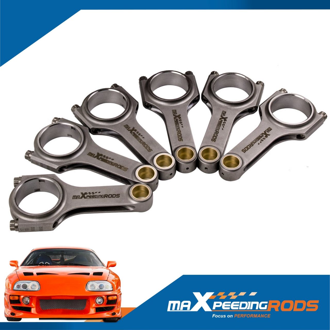 maXpeedingrods ก้านสูบ สำหรับรถยนต์ Toyota Supra Crown JAZ80 2JZ 2JZGE 2JZGTE พิเศษ  Genuine ARP 2000 3/8  เกลียว ฟอร์จ 4340 ชุดก้านสูบ ชุดลูกสูบ ชุดก้านสูบ ก้านสูบ เกรดรถแข่ง ลูกสูบ Connecting Rods ก้านลูกสูบ (SKU# CR2JZH)