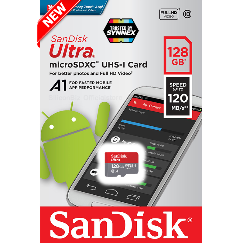 Sandisk Ultra microSDXC Class10 A1 128GB อ่าน 120MB/s (SDSQUA4-128G-GN6MN) Memory เมมโมรี่การ์ด การ์ด กล้องติดรถยนต์ กล้องวงจรปิด กล้องหน้ารถ แท็บเล็ต โทรศัพท์ สมาร์ทโฟน