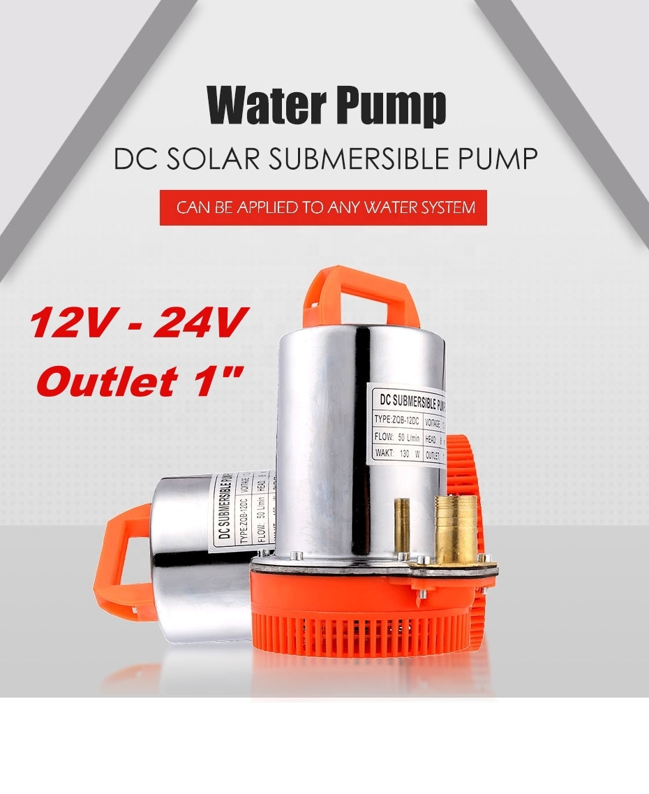 DC Submersible Pump 12V-24V 300W แรงดันสูง สแตนเลส ขดลวดทองแดง ท่อออก 1