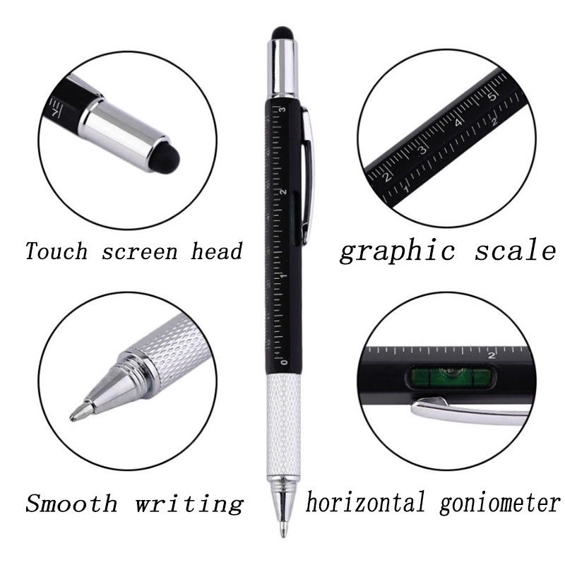 Multifunction 6in1 Touch Screen Stylus Ballpoint Pen With Ruler ...