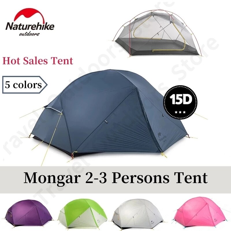 ☑ Naturehike Mongar 2 Persons Tent Waterproof 15D Nylon Fabric Camping ...