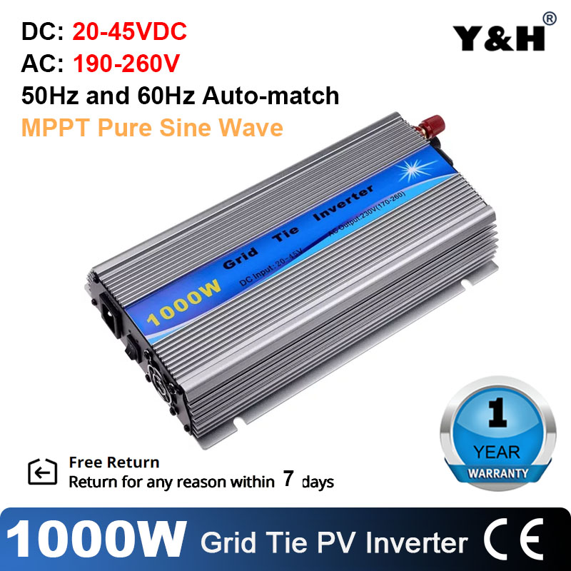 Onduleur Grid Tie 1000W MPPT, Pure Sinus, DC 10.8-30V Vers AC 220V, Pour Panneaux Solaires 12V/24V, Empilable