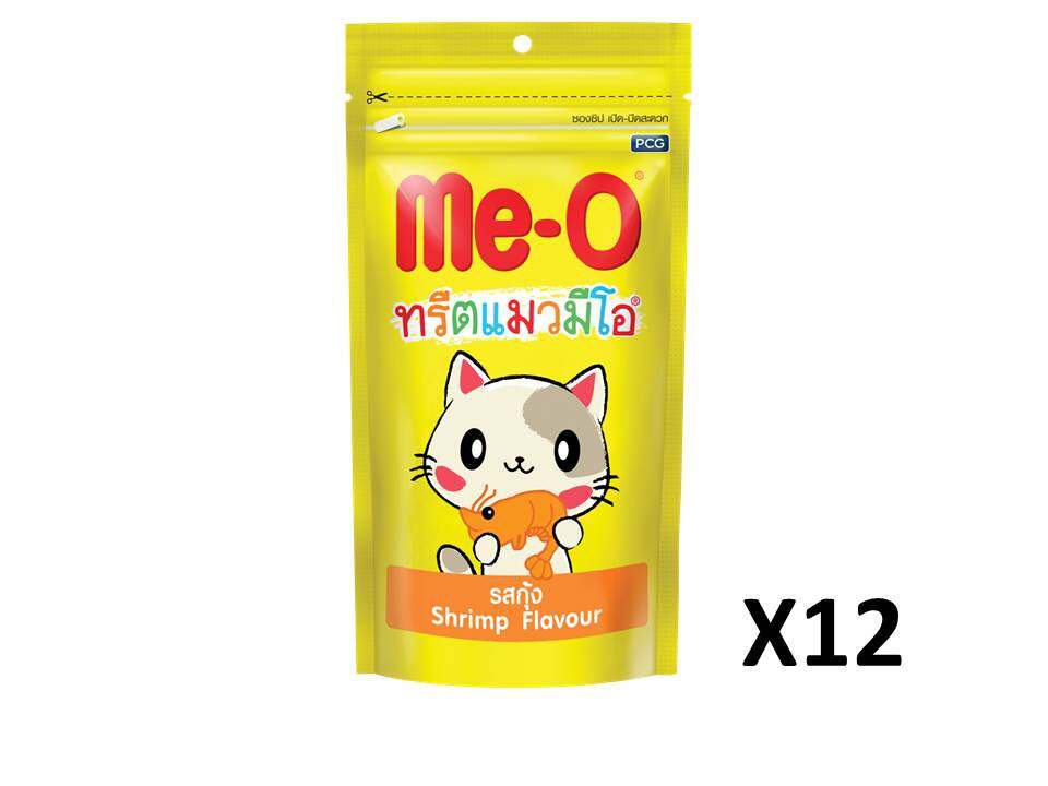 MeO ทรีตแมวมีโอ ขนมแมว รสกุ้ง (50g.) x12 ซอง