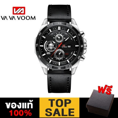 VA VA VOOM นาฬิกาข้อมือ นาฬิกาชาย นาฬิกาข้อมือกีฬา นาฬิกาแฟชั่น การเคลื่อนไหว ของญี่ปุ่น สายหนัง กันน้ำ พร้อมปฏิทิน รุ่น VA-216
