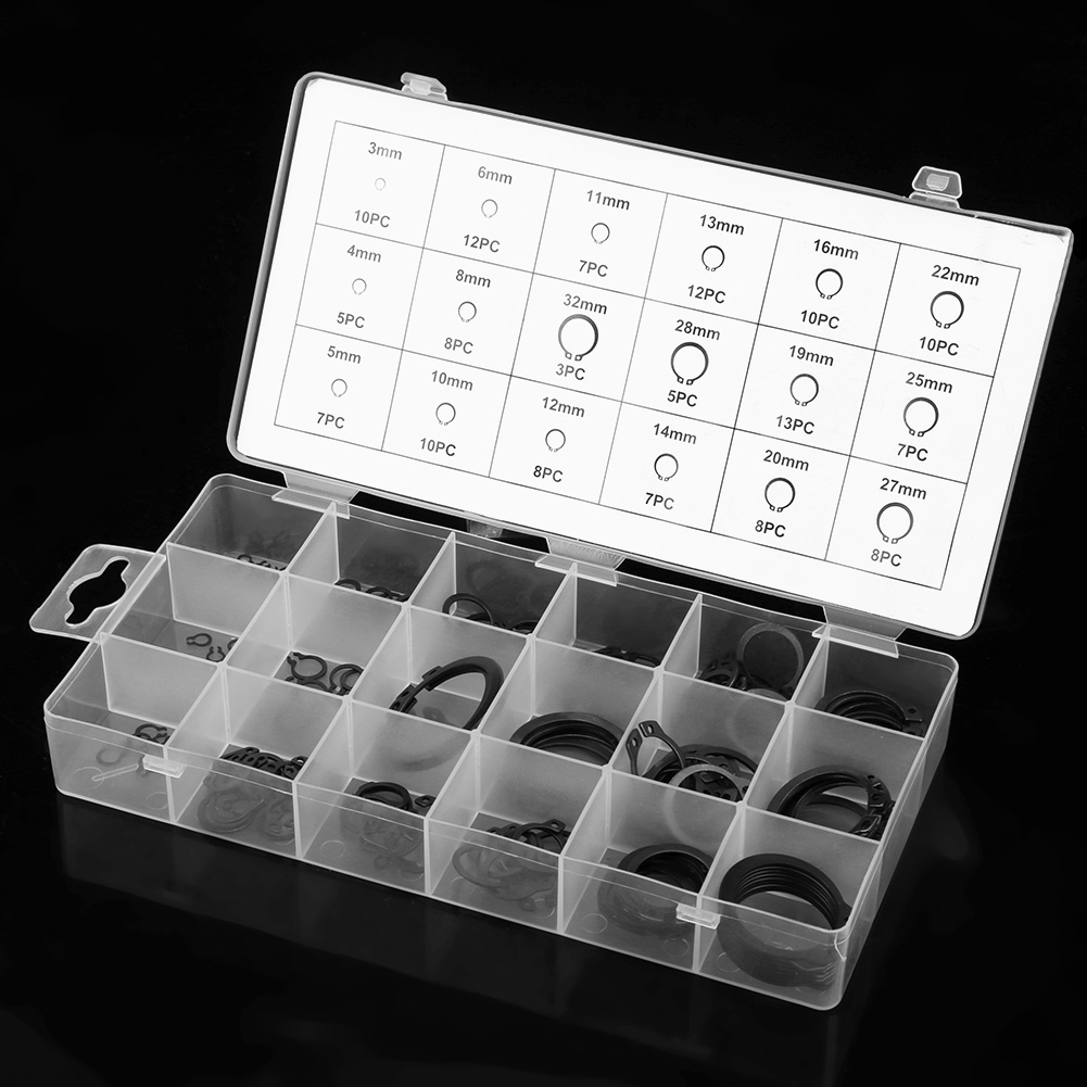 150pcs Snap Retaining Ring Circlip Assortment Set 3mm - 32mm 18 Sizes ...