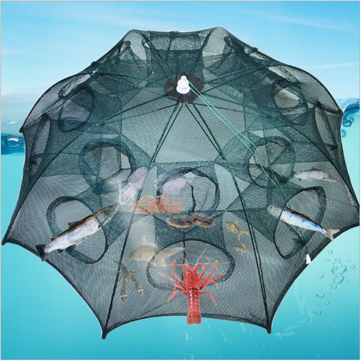 【6ช่อง และ 8 ช่อง】ตาข่ายดักจับปูและกุ้ง มุ้งดักปลา Automatic Shrimp & Crab Net Trap