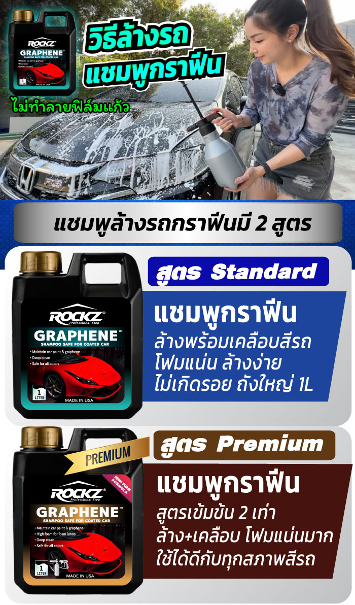 Adam's Polishes Thailand - ผลิตภัณฑ์อดัมส์กราฟีน แชมพูสำหรับล้างรถ  เป็นแชมพูที่มีความเข้มข้นสูง ผิวสัมผัสลื่น ล
