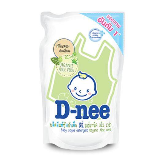 ซื้อที่ไหน ยกลัง 12 ถุง น้ำยาซักผ้าเด็ก ดีนี่ D-nee สีเขียว ถุงเติม 600 ml. ออร์แกนิค อโล เวร่า (Organic Aloe Vera)