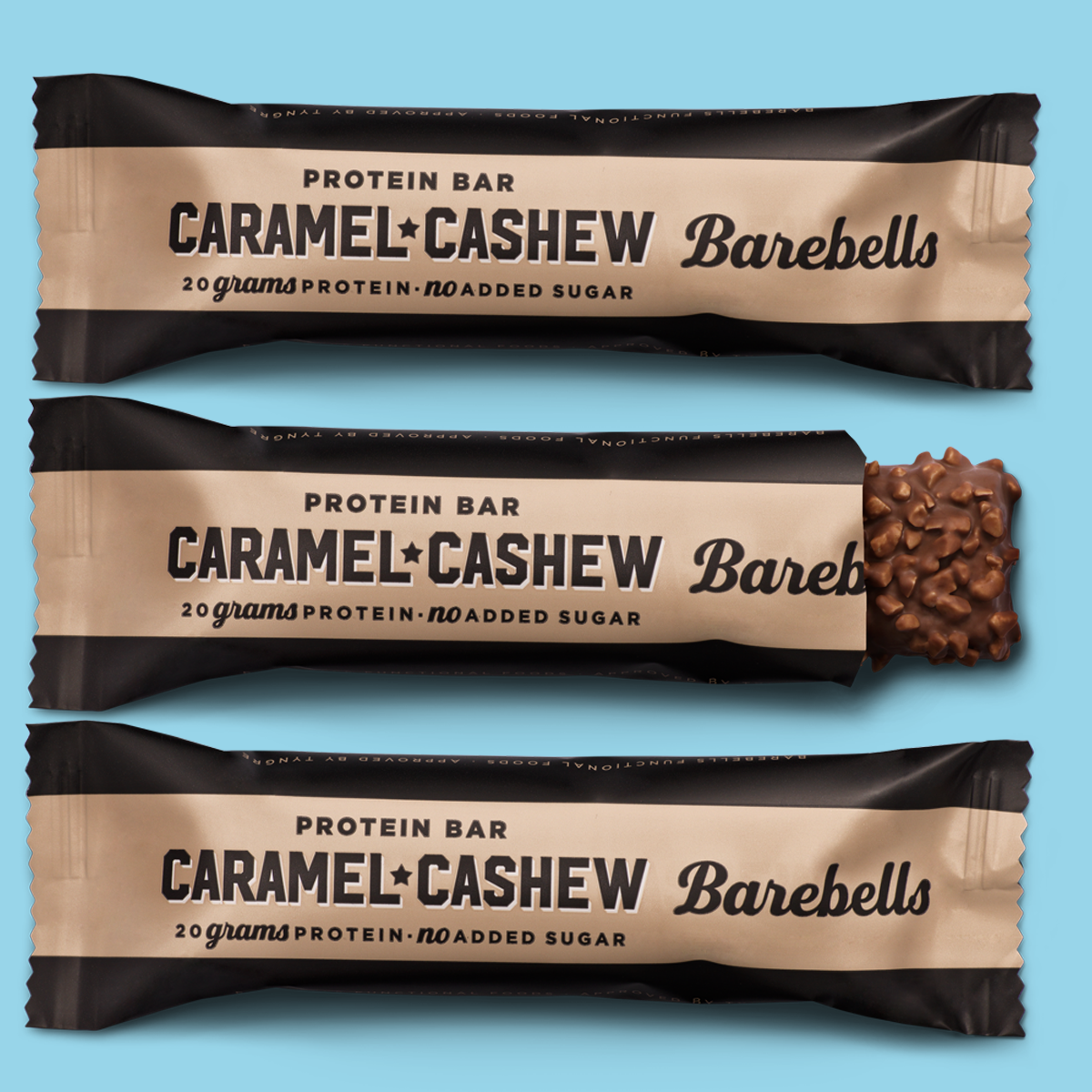 Barebells Protein Bar Caramel Cashew โปรตีนบาร์รสคาราเมลเเคชชิว (3x55g)