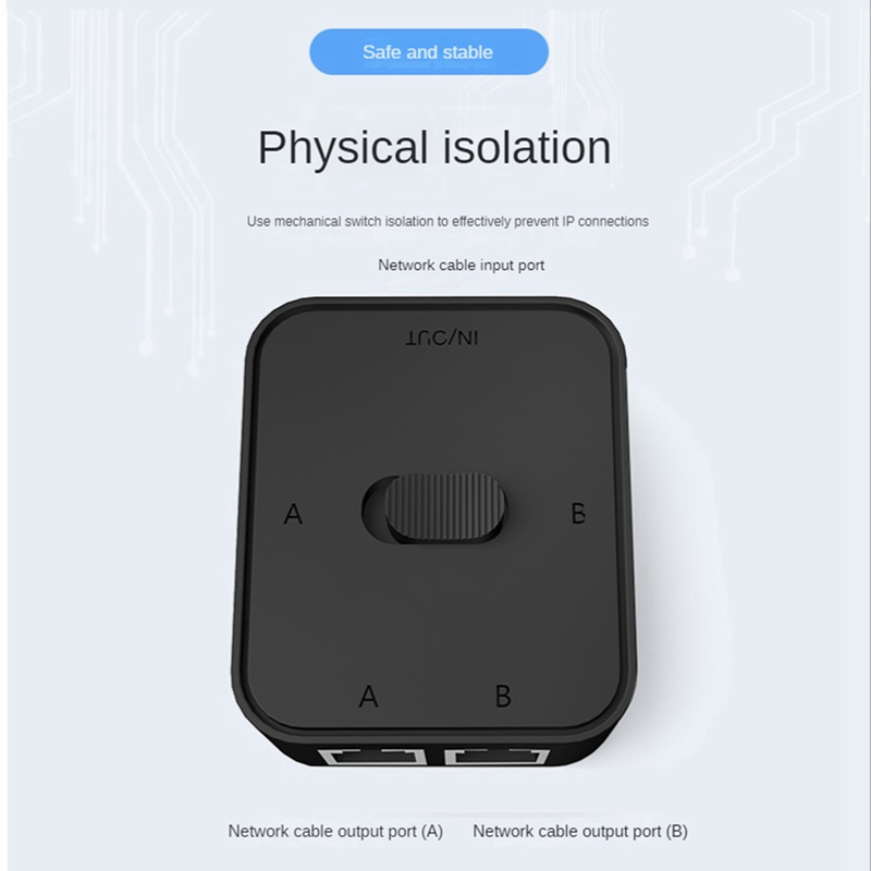 2 Port RJ45 LAN CAT6 Network Switch Selector 1000Mbps 2 in 1 Out/1 in 2 Out Internal External Network Switcher Splitter