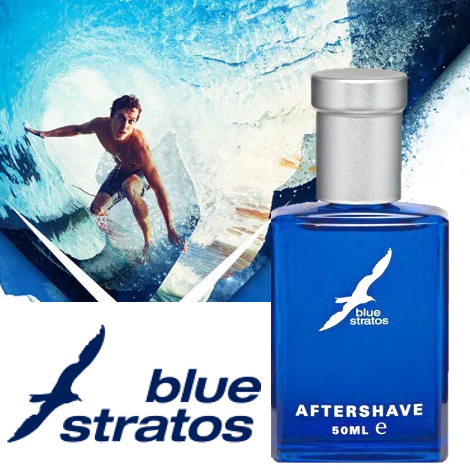 Blue Stratos Aftershave 50ml ผลิตภัณฑ์บำรุงผิวหน้าหลังการโกนหนวดสูตร