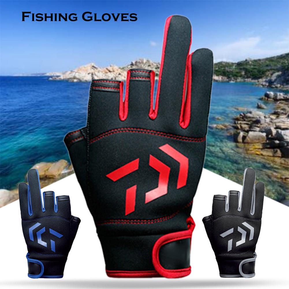 MH ถุงมือตกปลากลางแจ้งกันลื่นป้องกันการแทงสัมผัสถุงมือป้องกันการตกปลาแบบสามนิ้ว