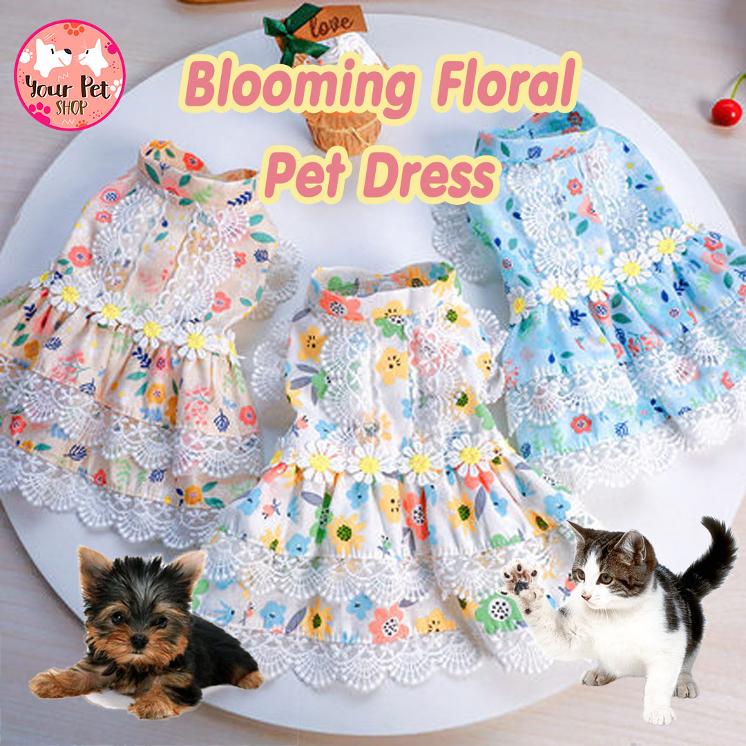 Blooming Floral Pet Dress ชุดกระโปรงสัตว์เลี้ยงลายดอก เสื้อหมา เสื้อแมว เสื้อสัตว์เลี้ยง ชุดหมา ชุดแมว ชุดสัตว์เลี้