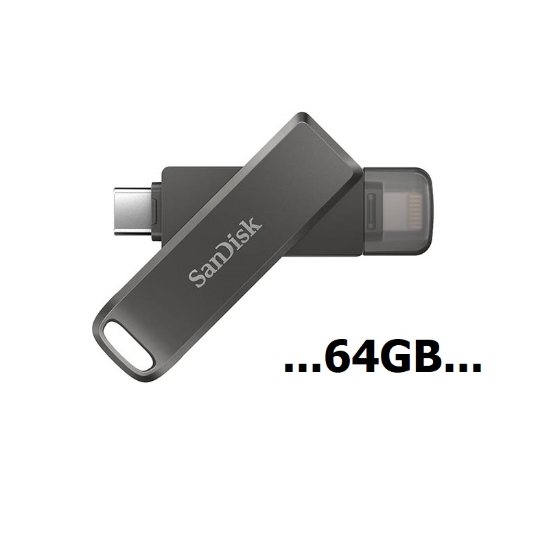 SanDisk iXpand Flash Drive Luxe 64GB (SDIX70N-064G-GN6NN) แฟลชไดรฟ์ 2in1 สำหรับ iPhone และ USB Type C