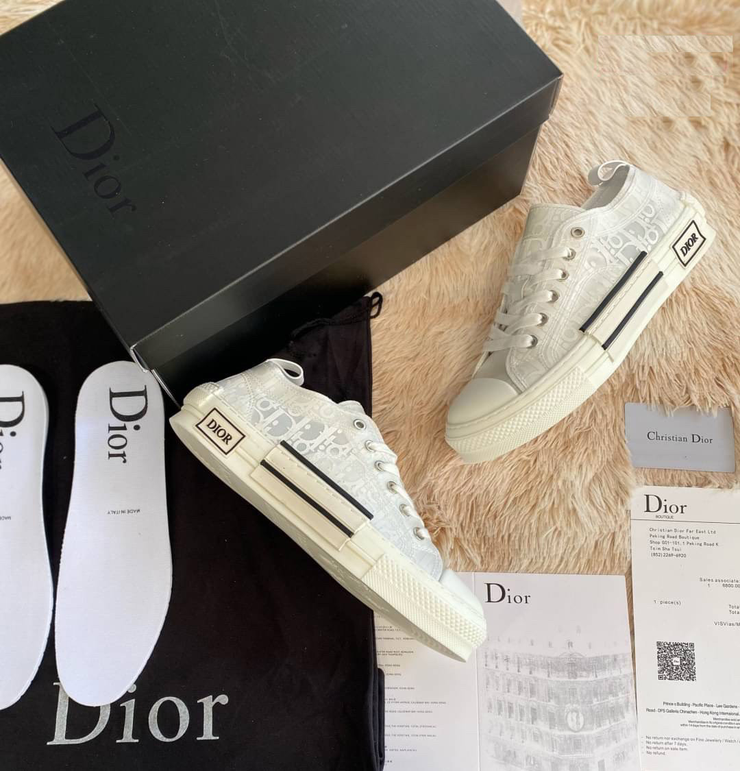 รองเท้าผ้าใบ Dior Oblique B23 สี White Low Top