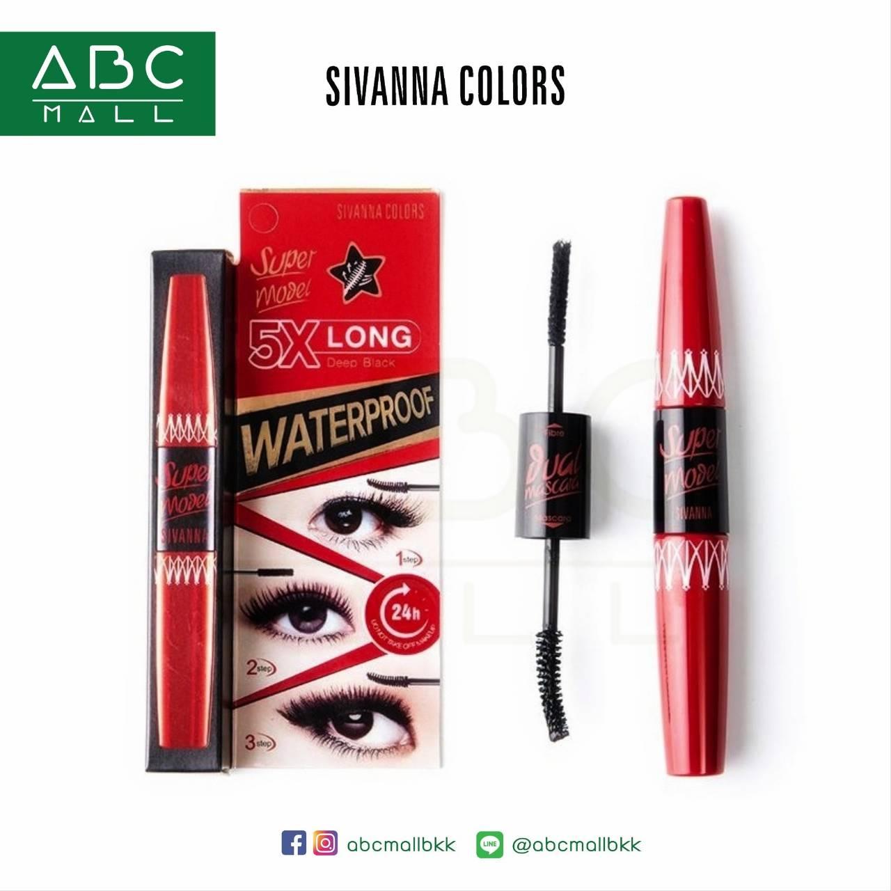 SIVANNA SUPER MODEL 5X LONG DEEP BLACK 2 STEP MASCARA (HF893) : ซิวานน่า มาสคาร่า 2 หัว x 1 ชิ้น @abcmall