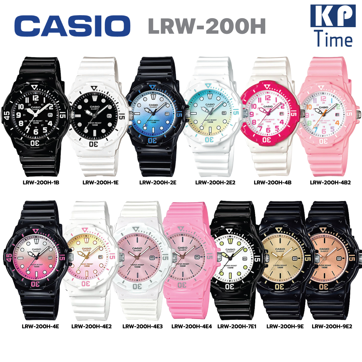 Casio นาฬิกาข้อมือผู้หญิงเด็ก กันน้ำ 100m สายเรซิน รุ่น LRW-200H ของแท้ ...