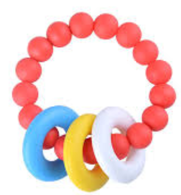 ของเล่นเสริมพัฒนาการยางกัดแบบวงแหวนสำหรับทารกซิลิโคน BPA ฟรีคุณภาพสูง     Baby Teething Ring Toy, High Quality BPA Free Silicone  สีวัสดุ สีแดง
