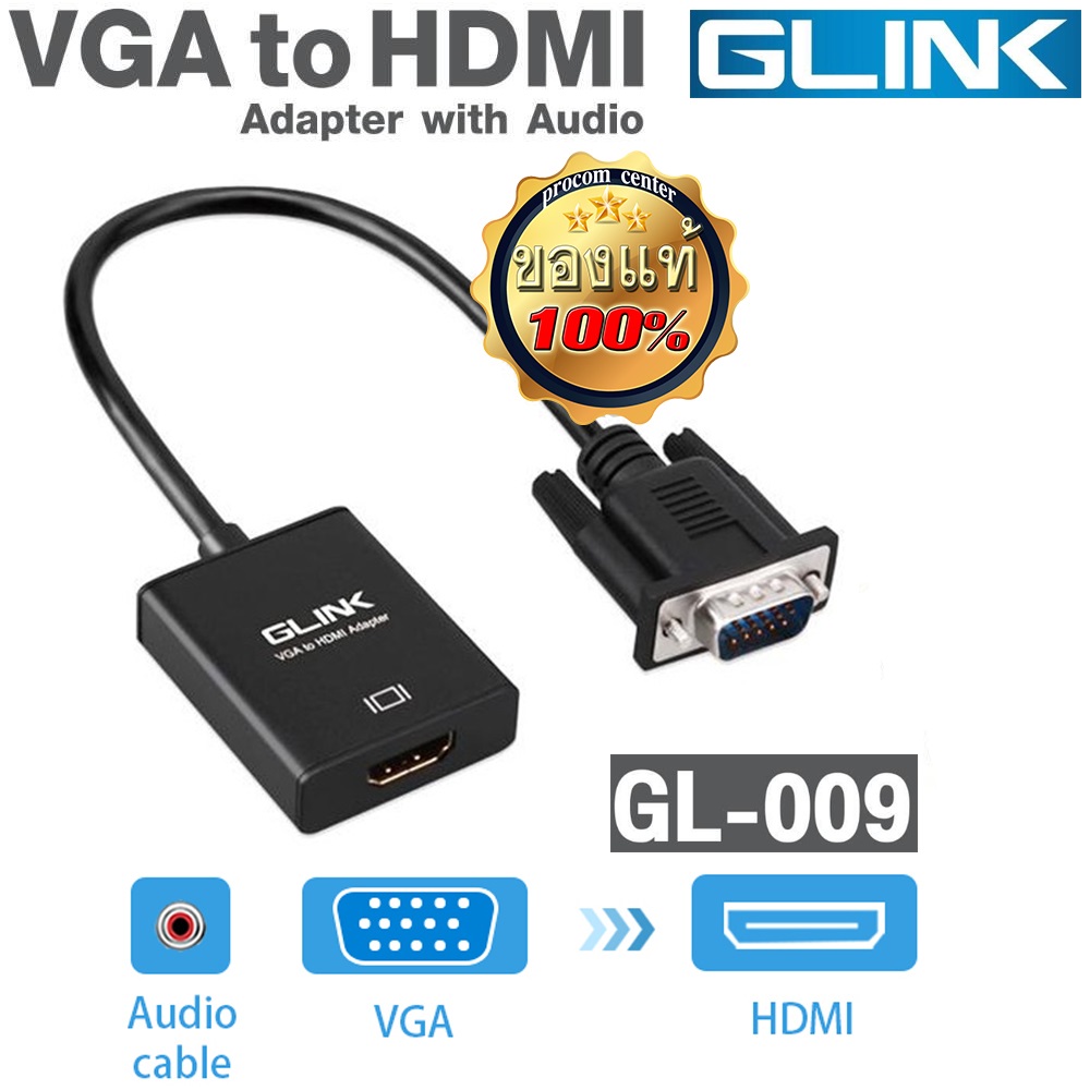 อุปกรณ์แปลงภาพจาก VGA เป็น HDMI VGA to HDMI with Audio GLINK รุ่น GL