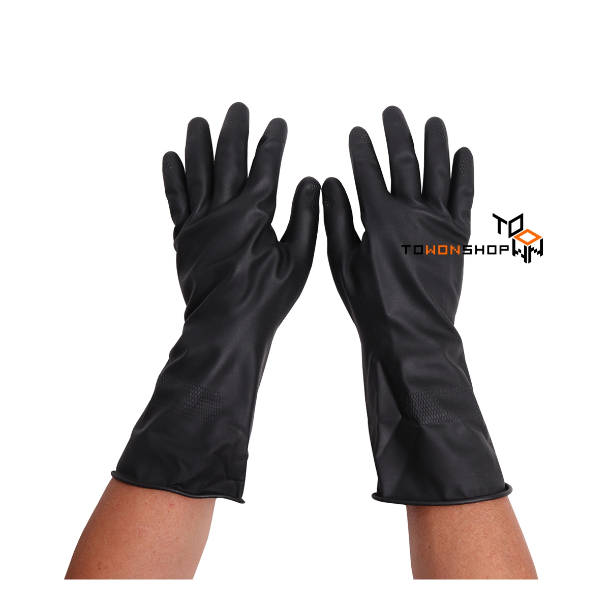 ถุงมือยาง ถุงมือยางแม่บ้าน MASTER Natural Latex Rubber Household Gloves สีดำ  color Black SIZE M สีดำ ขนาดกลาง x 1 คู่
