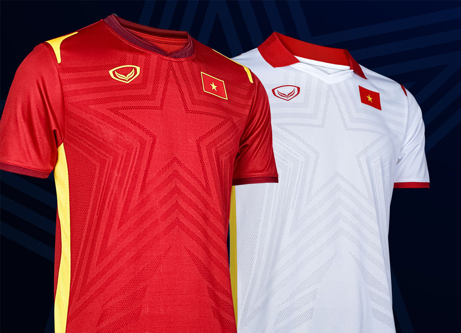 GS เสื้อฟุตบอล ของแท้ ทีมชาติ เวียดนาม เกรดนักเตะ สีแดง สีขาว เกรด นักกีฬา ของแท้ 2021 ใหม่ป้ายห้อย เสื้อกีฬา Grand Sport