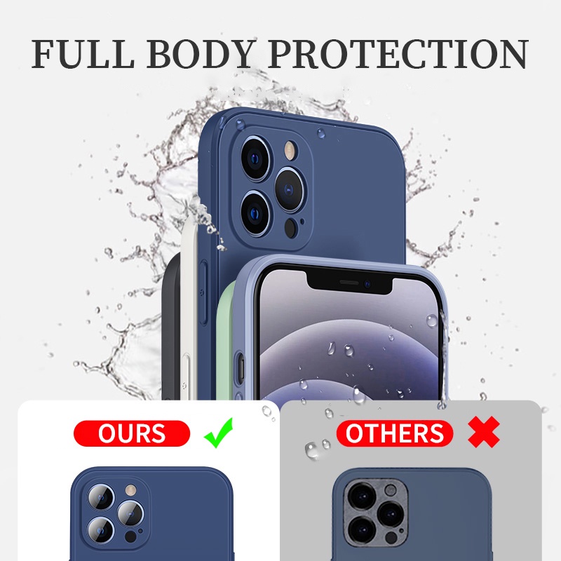 Untuk Xs Max XR 7 8 7 8 Plus SE 2020 Casing Squar Silicone Phone Case ...