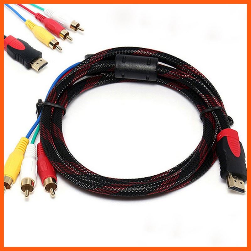 Best Quality อะแดปเตอร์แปลง 5 Ft HDMI To 3-RCA Video Audio AV Component สำหรับ HDTV อุปกรณ์เสริมยานยนต์ automotive accessories สายชาร์จ charging cable switch อิเล็กทรอนิกส์ electronics อะไหล่รถยนต์ auto parts