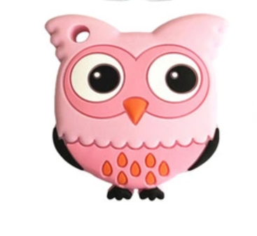 ยางกัดเด็กปลอดสารพิษ, FDA , ออกแบบรูปสัตว์สนุก    Non-toxic Baby Teether, FDA Approved, Fun Animal Shape Designs  สีวัสดุ นกฮูก ชมพู (Pink Owl)