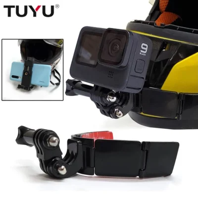 TUYU V Shape Helmet Chin Mount Holder for GoPro Hero 9 8 7 6 5 SJCAM Xiaomi EKEN Motorcycle Helmet Chin Stand Camera Accessories ที่ติดหมวกกันน๊อค+กาว 3M ติดหมวก สำหรับกล้อง Action Camera