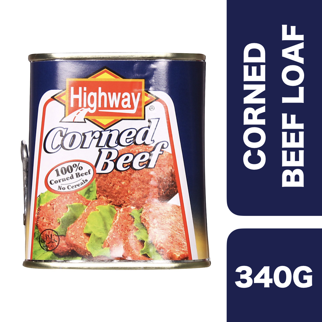 Highway Corned Beef 340g ++ ไฮเวย์ คอร์นบีฟ เนื้ออบกระป๋อง 340 กรัม