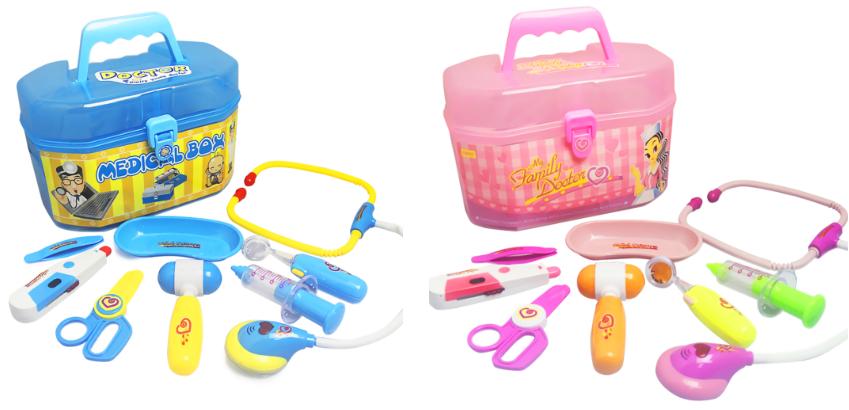 8 ชิ้น ชุดของเล่นหมอ กระเป๋า, ของเล่นเด็กการศึกษา, 2 สีให้เลือก   8 Pc Kids Pretend Play Doctor Toy Set with Carrying Case, Childrens Educational Toy, 2 Colors Available