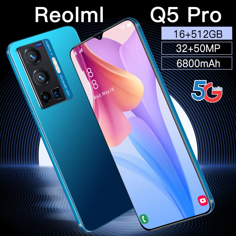 ภาพหน้าปกสินค้าโทรศัพท์มือถือ Reolml Q5pro (Ram16G + Rom512G)สมาร์ท์โฟนAndroid11.0 พิกเซลสูงมาก กล้องหน้า ปลดล็อคด้วยใบหน้า ใส่ได้2ซิม บลูทูธ ระบบนำทาง GPS คุณภาพดี