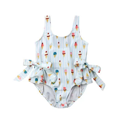 [kisseangel] Toddler Kids Baby Girl Bowknot Swimwear Ice Cream Bikini Set Girls Summer Swimsuit Swimming Costume Bathing Suit Beachwear