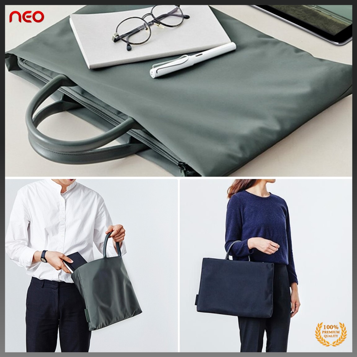 NEO กระเป๋าโน๊คบุ๊ค กระเป๋าMacbook เคสแล็ปท็อป ดีไซน์เรียบหรู กระเป๋าถือ ความจุเยอะ Large Capacity Bag for Macbook Laptop 15.6 inch